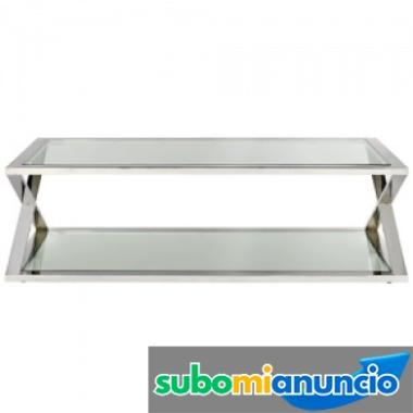 Mesa de acero y cristal templado