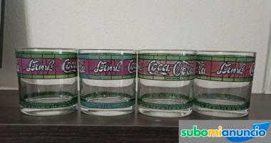 Vendo 4 vasos de coca cola de vidrio de los a