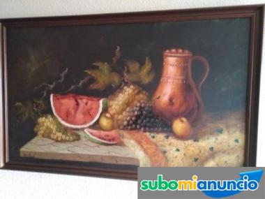 Bodegon de frutas sobre lienzo