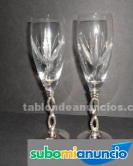 Dos copas de plata, para cava