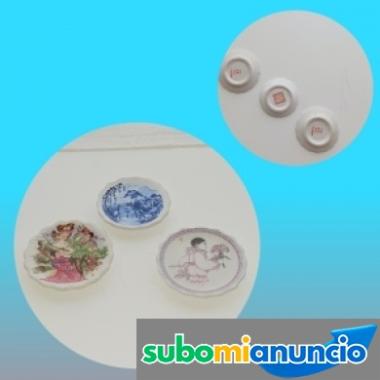 Juego de 3 miniplatos de porcelana china