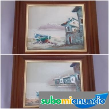 Vendo 2 cuadros pintado a mano su tela en buenas condiciones