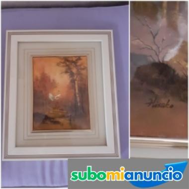 Vendo bonito cuadro de acuarela ,representa la naturaleza firmado hisako,enmarca